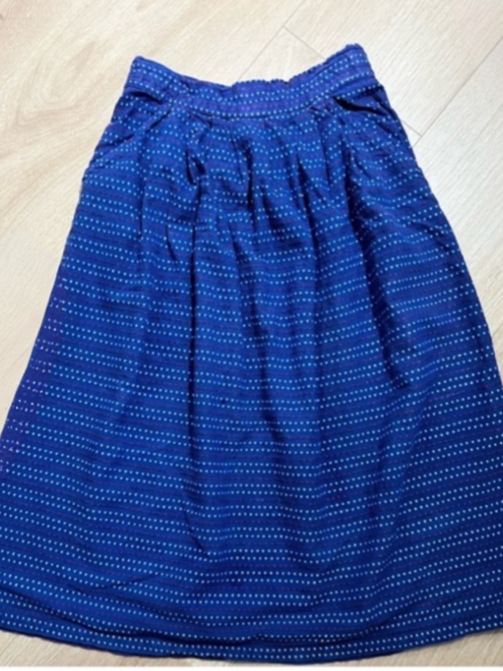 The Limited Blue Polka Dot A-Line Skirt Women’s Medium Cottagecore Retro Midi